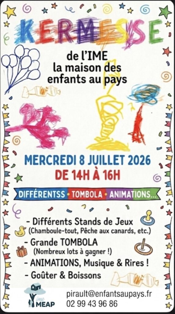 Kermesse de l'IME le mercredi 8 juillet 2026, 14h - 16h : Tombola, Animations, Stand, etc.